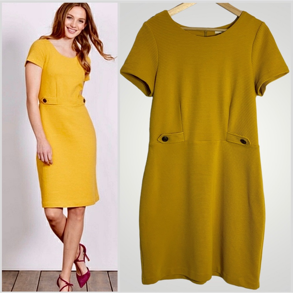 Boden Cordelia Ottoman Dress Mustard Yellow Size 12 Fits Size M